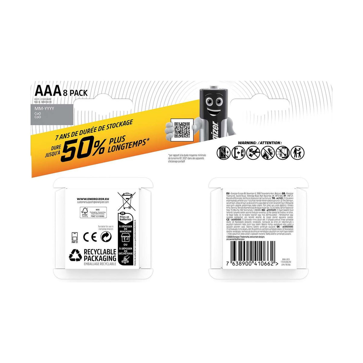 Energizer Alkaline Power AAA Batteries (LR03) - 8 Pack retail pack