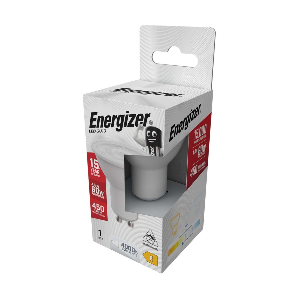 GU10 LED Bulb 4.8W 450lm Non-Dimmable - Cool White 4000K retail pack