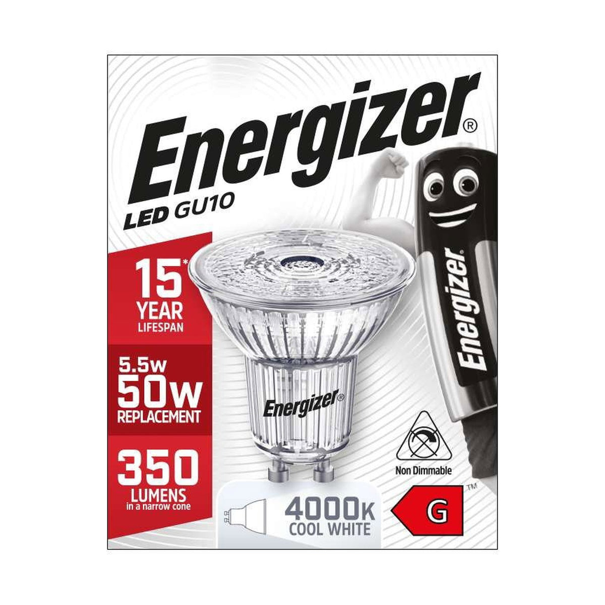 GU10 LED Bulb 5.5W 350lm Non-Dimmable - Cool White 4000K retail pack