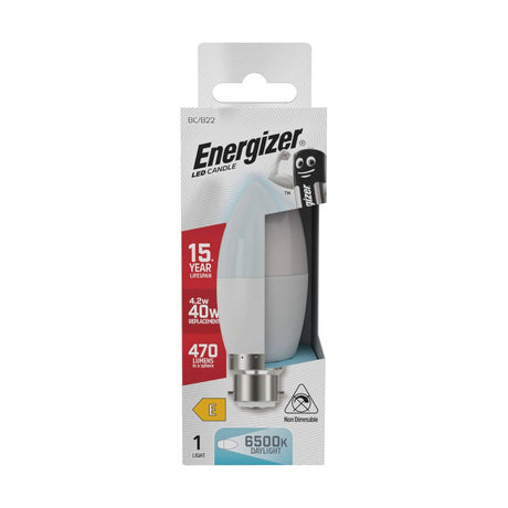 B22 (BC) LED Candle Bulb 4.2W 470lm Non-Dimmable - Daylight 6500K retail pack