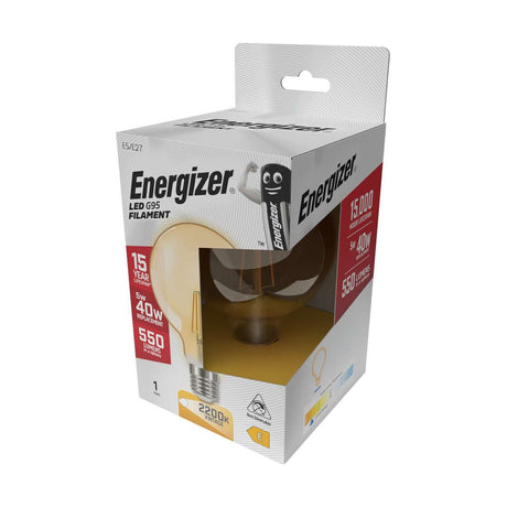E27 (ES) LED Filament G95 Bulb 5W 550lm - Warm White 2200K retail pack