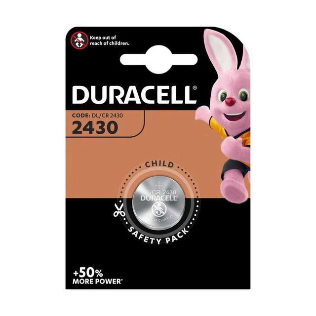 Duracell Specialty CR2430 3V Lithium Coin Battery retail pack