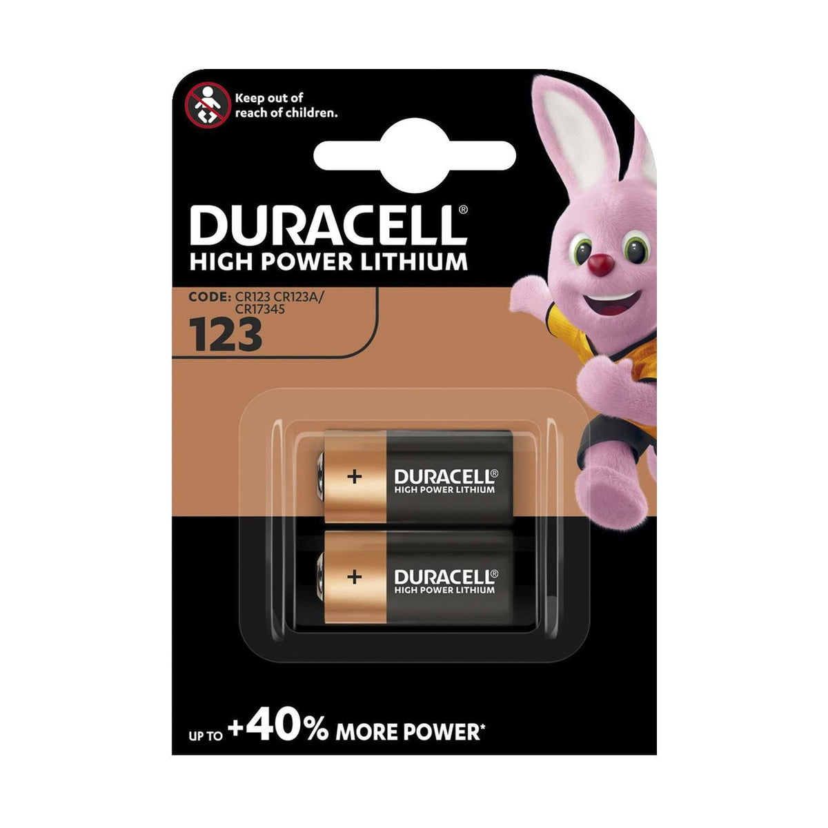 Duracell CR123 Lithium Batteries (CR17345) - 2 Pack retail pack