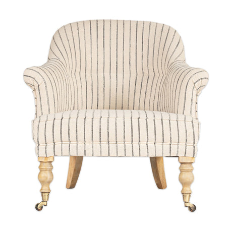 Sanja Stripe Cotton Armchair - Off White