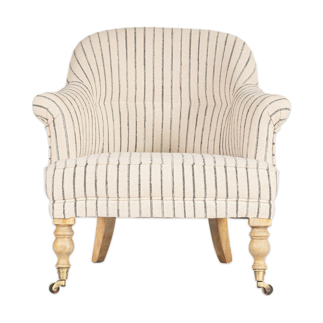 Sanja Stripe Cotton Armchair - Off White