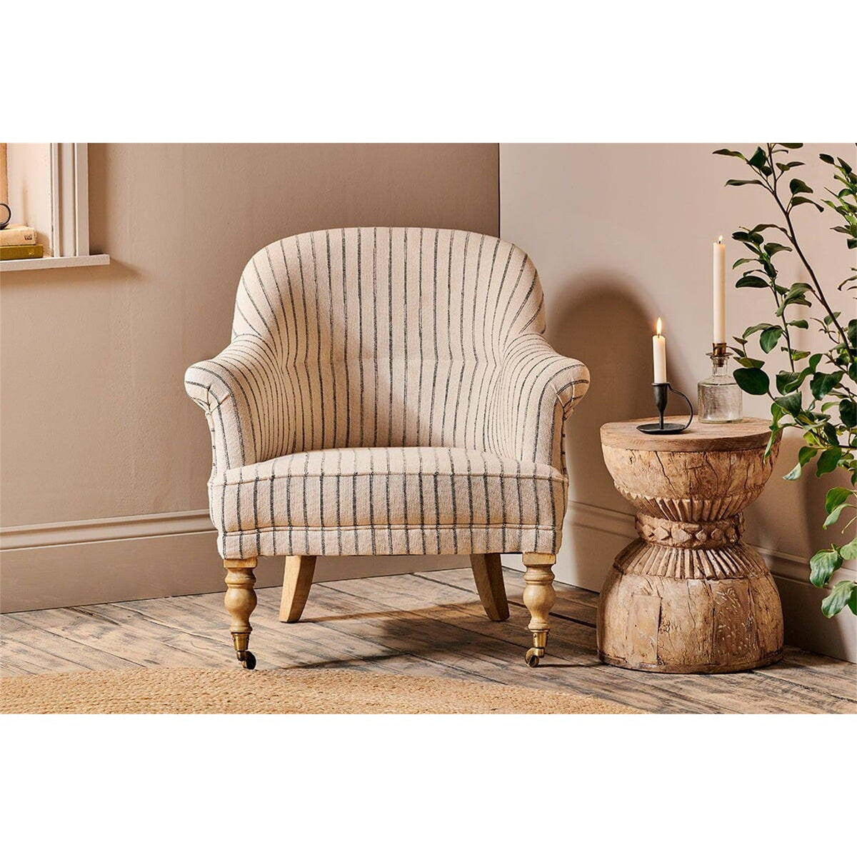 Sanja Stripe Cotton Armchair - Off White