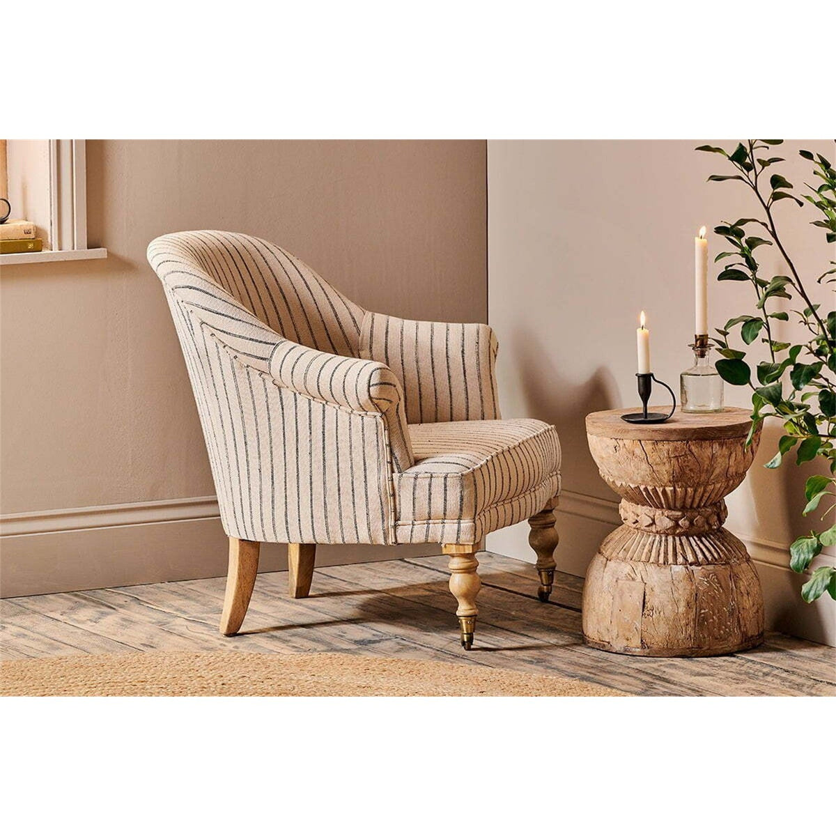 Sanja Stripe Cotton Armchair - Off White