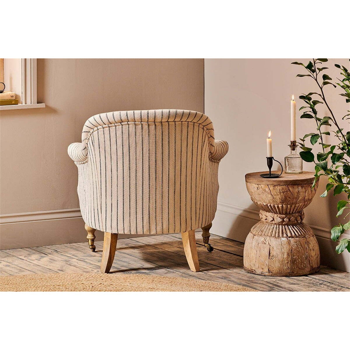 Sanja Stripe Cotton Armchair - Off White