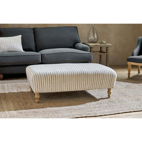 Sanja Stripe Upholstered Ottoman - Off White