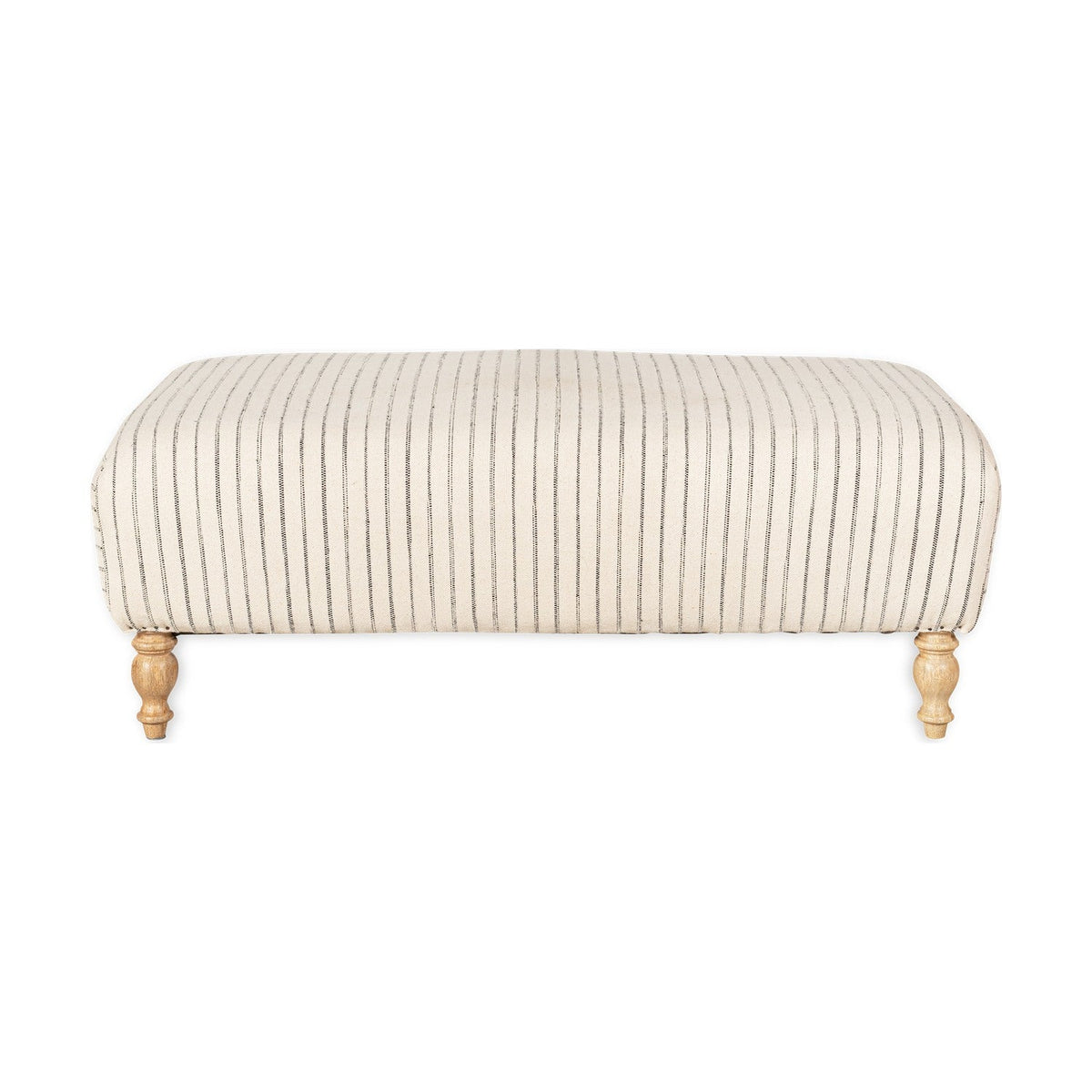 Sanja Stripe Upholstered Ottoman - Off White