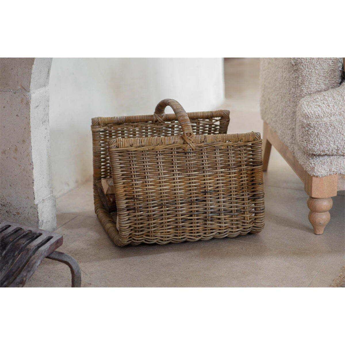 Sadra Rattan Log Basket - Natural