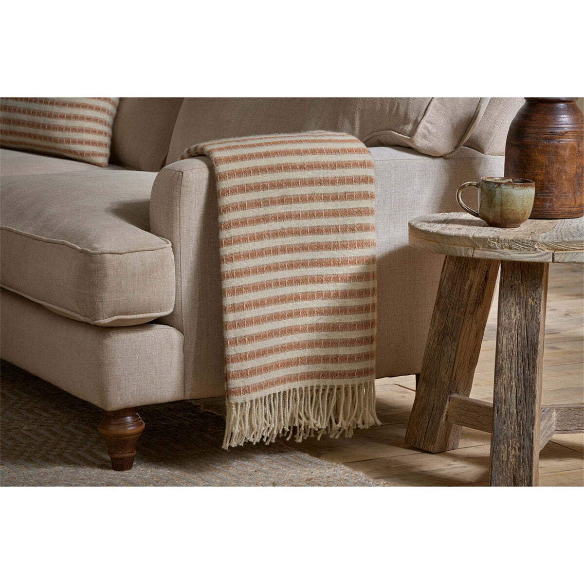 Sanval Striped Wool Throw - Rust