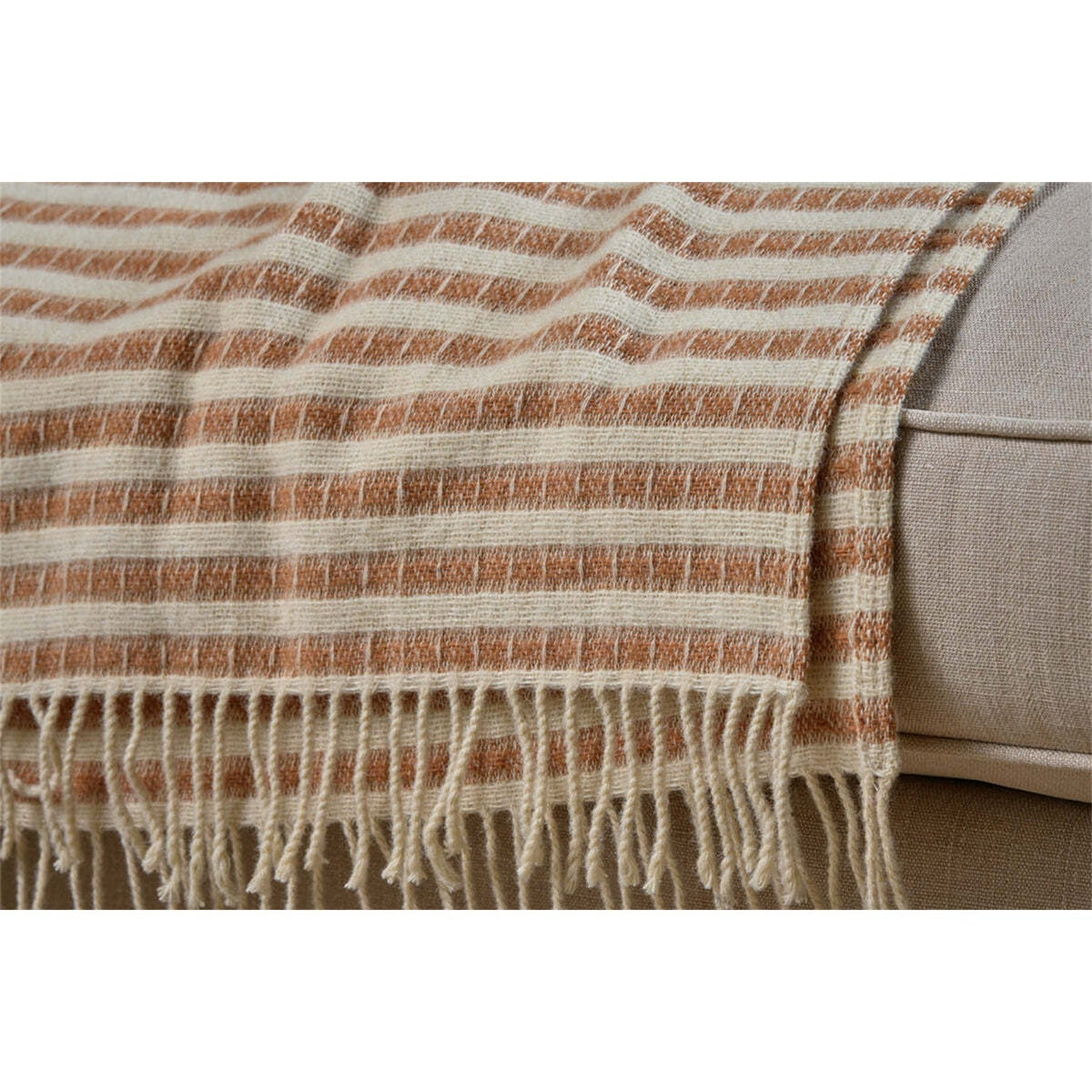 Sanval Striped Wool Throw - Rust