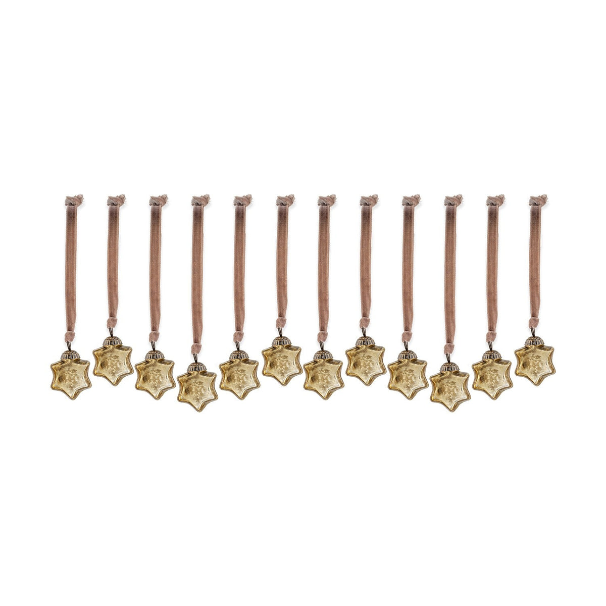Sardi Star Glass Baubles - Gold - Set of 12