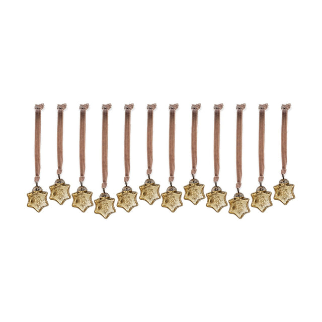 Sardi Star Glass Baubles - Gold - Set of 12