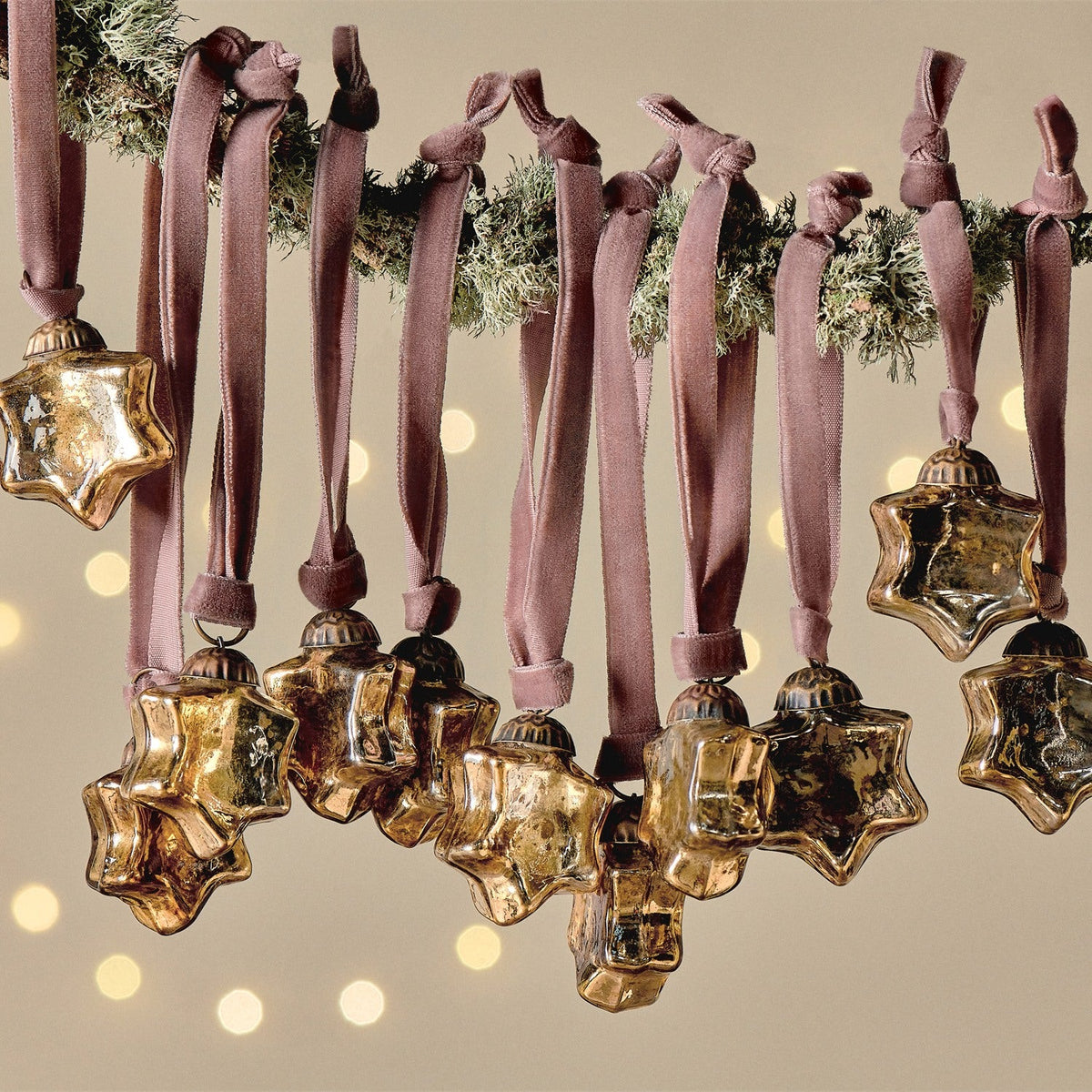 Sardi Star Glass Baubles - Gold - Set of 12