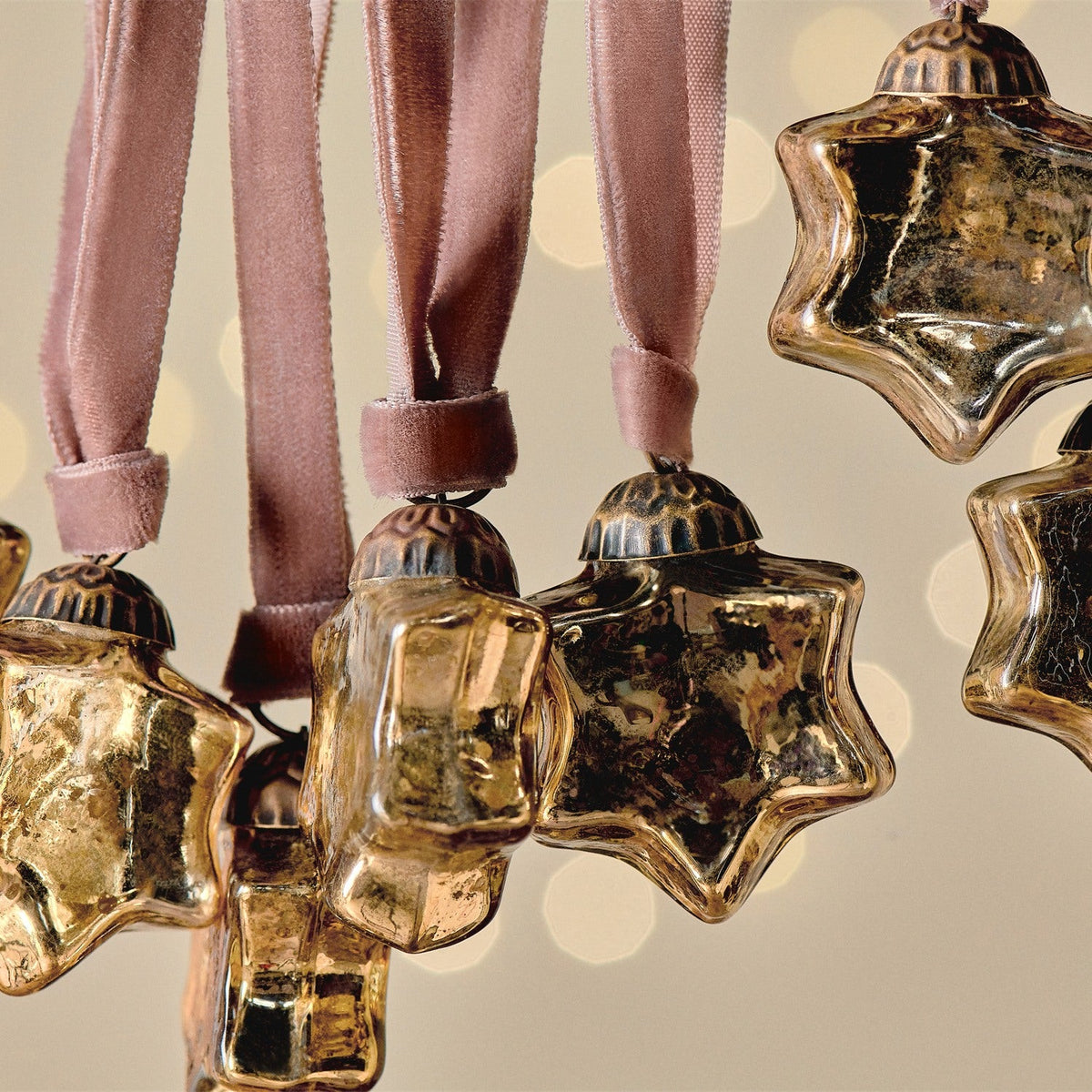 Sardi Star Glass Baubles - Gold - Set of 12