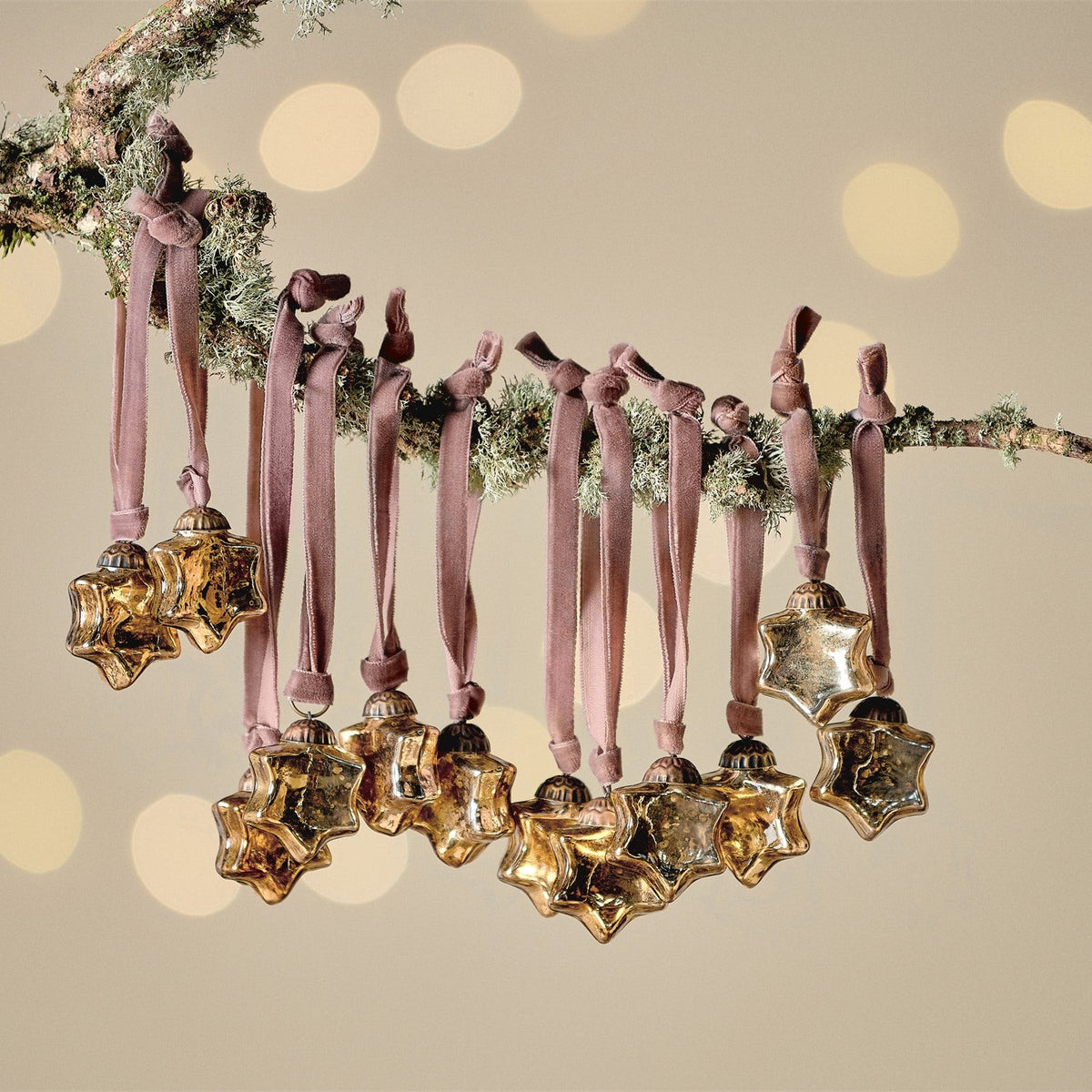 Sardi Star Glass Baubles - Gold - Set of 12