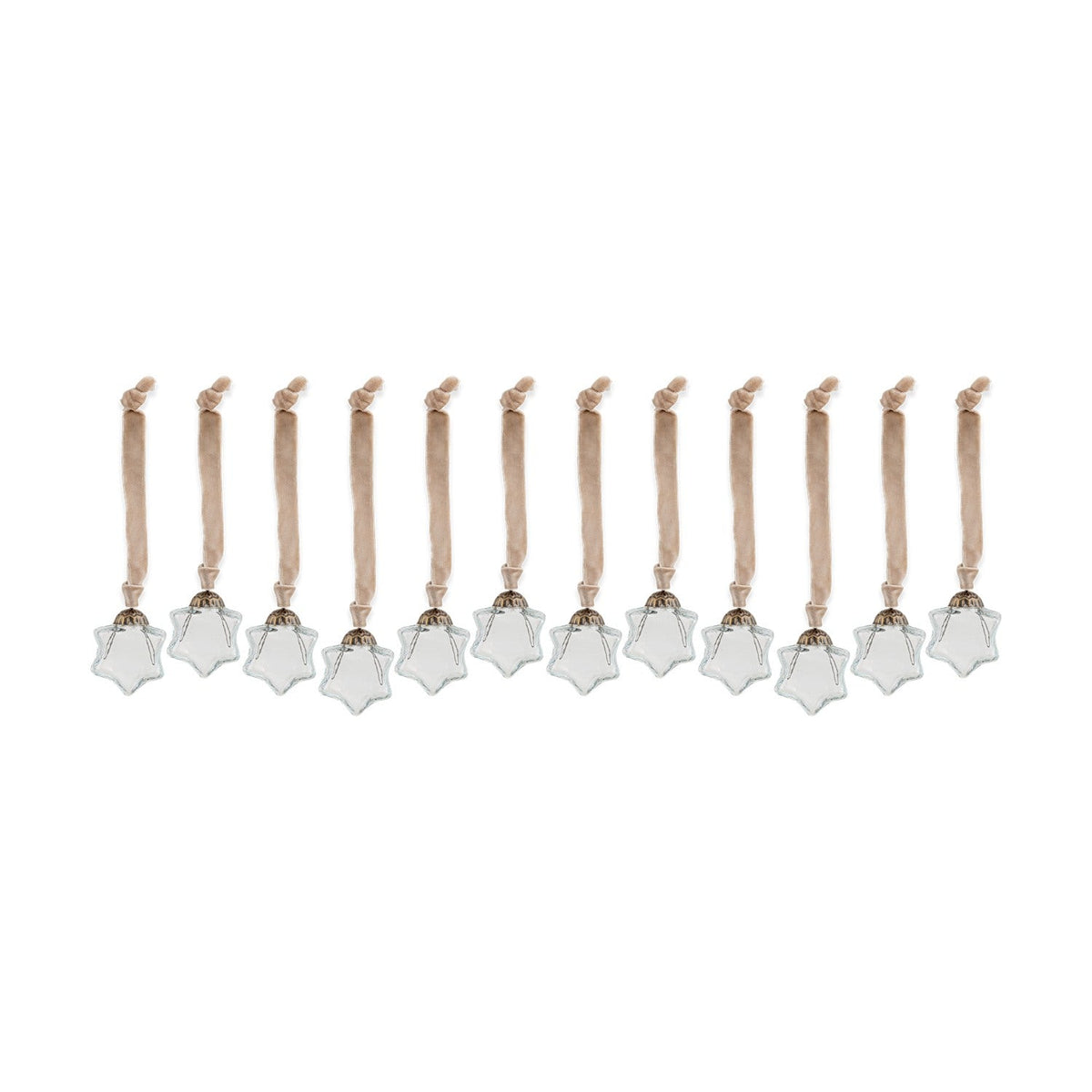 Sardi Star Glass Baubles - Clear - Set of 12