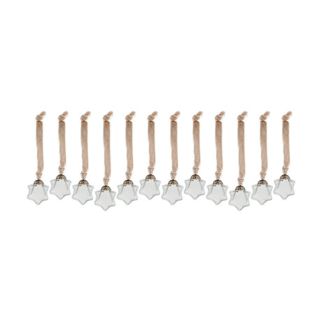 Sardi Star Glass Baubles - Clear - Set of 12