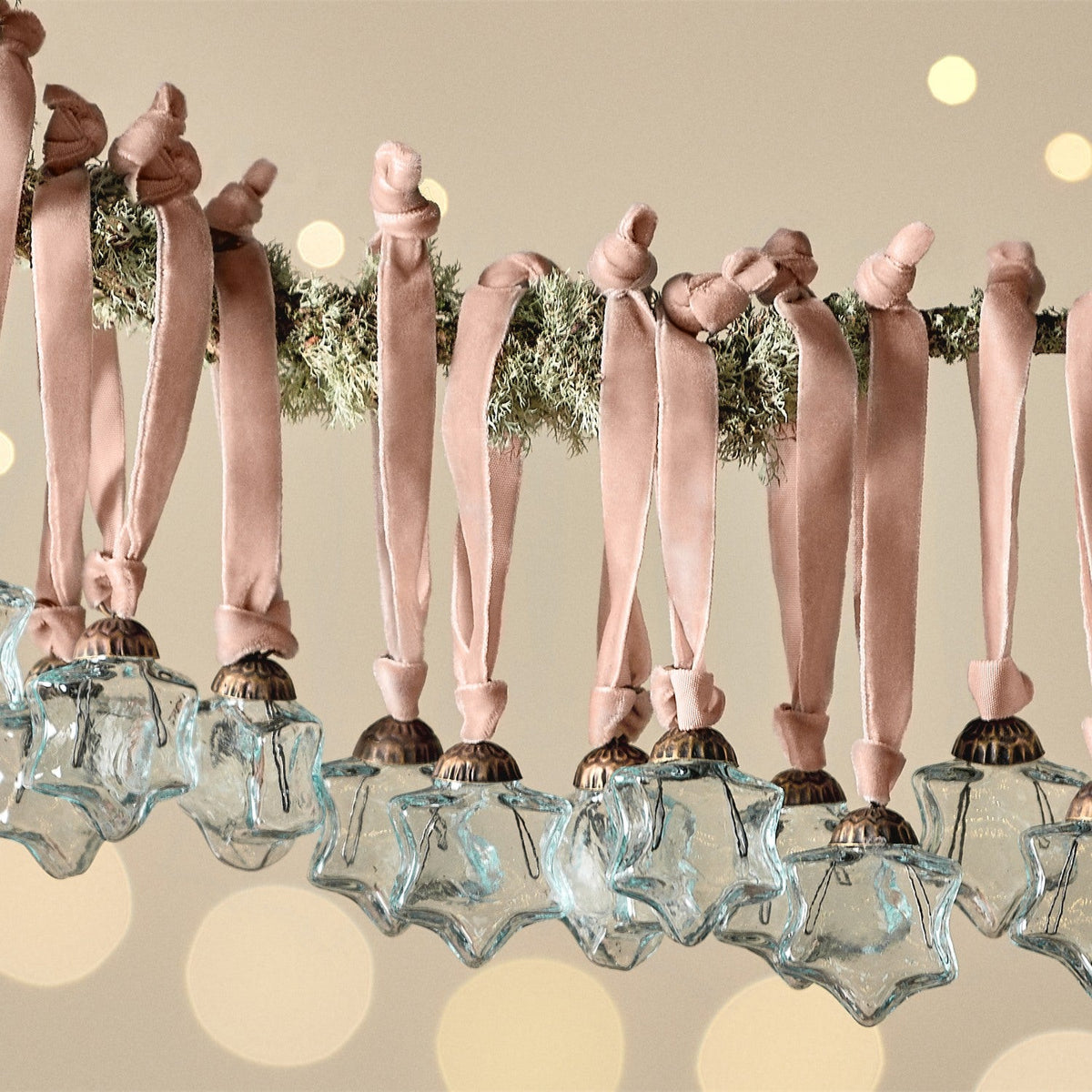 Sardi Star Glass Baubles - Clear - Set of 12
