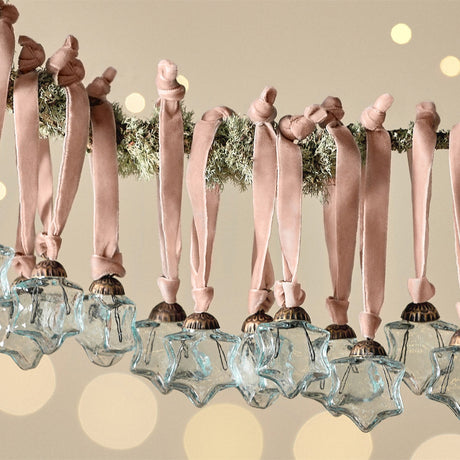 Sardi Star Glass Baubles - Clear - Set of 12