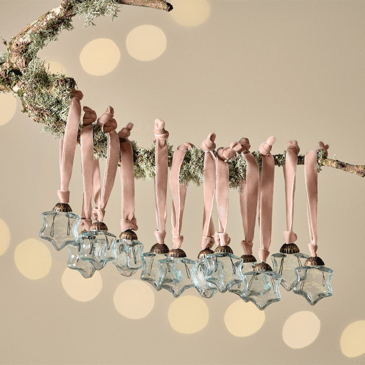 Sardi Star Glass Baubles - Clear - Set of 12