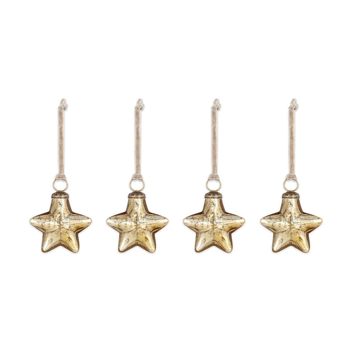 Sardi Star Recycled Glass Baubles - Gold - Set of 4