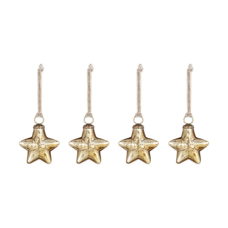 Sardi Star Recycled Glass Baubles - Gold - Set of 4