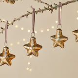 Sardi Star Recycled Glass Baubles - Gold - Set of 4