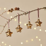 Sardi Star Recycled Glass Baubles - Gold - Set of 4