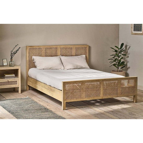 Saharsa King Cane & Mango Wood Bed Frame - Natural