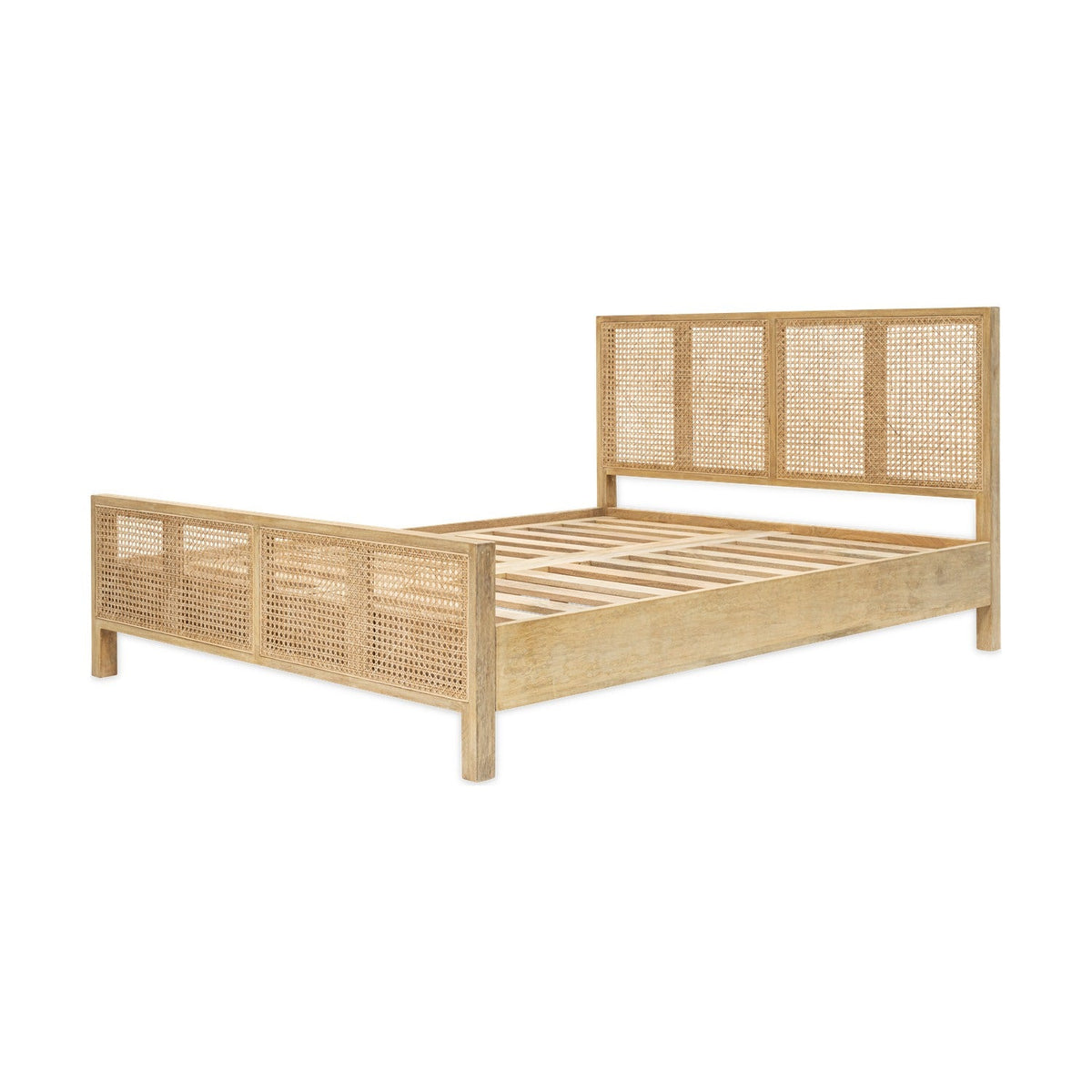 Saharsa King Cane & Mango Wood Bed Frame - Natural