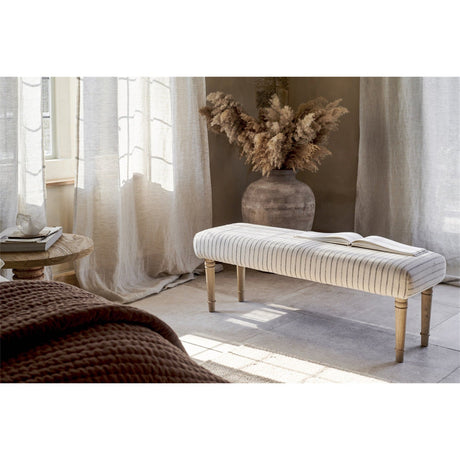 Sanja Stripe Upholstered Bench - Grey