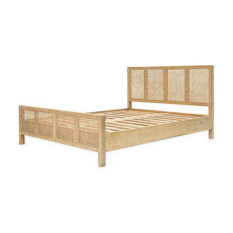 Saharsa Double Cane & Mango Wood Bed Frame - Natural