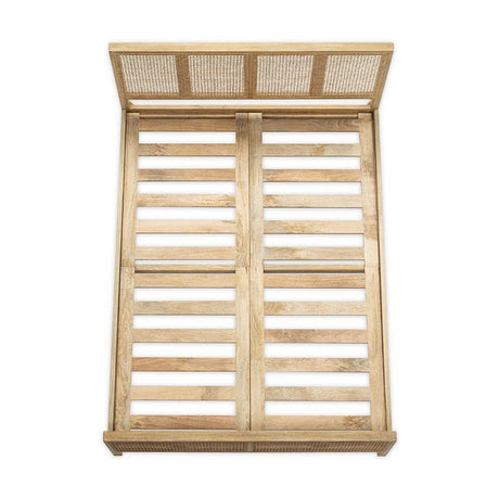 Saharsa Double Cane & Mango Wood Bed Frame - Natural