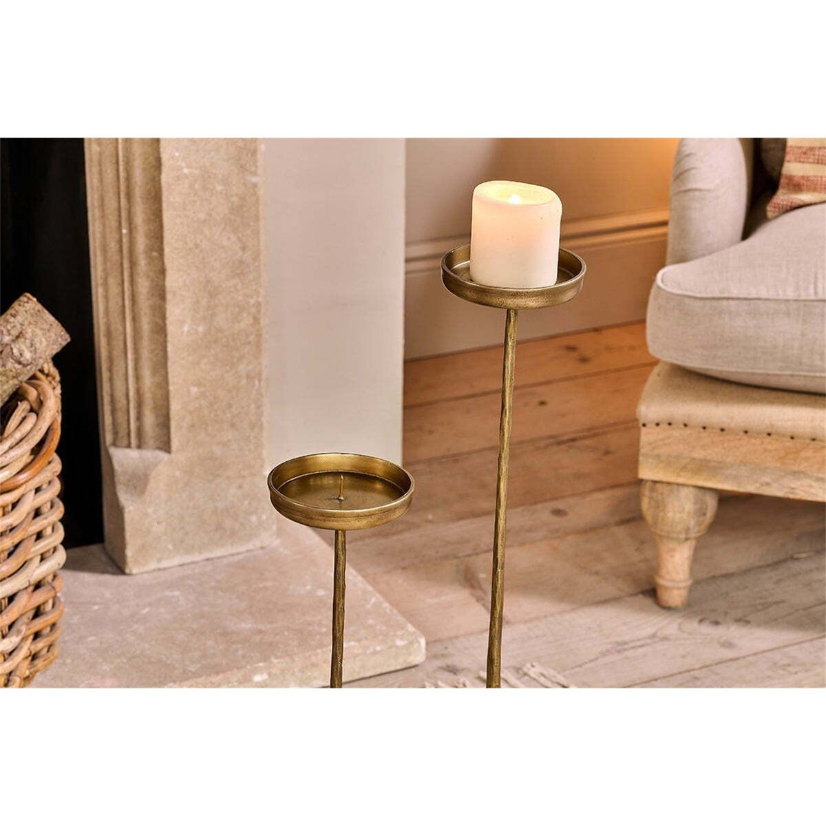 Sundra Large Iron Candle Stand - Antique Brass