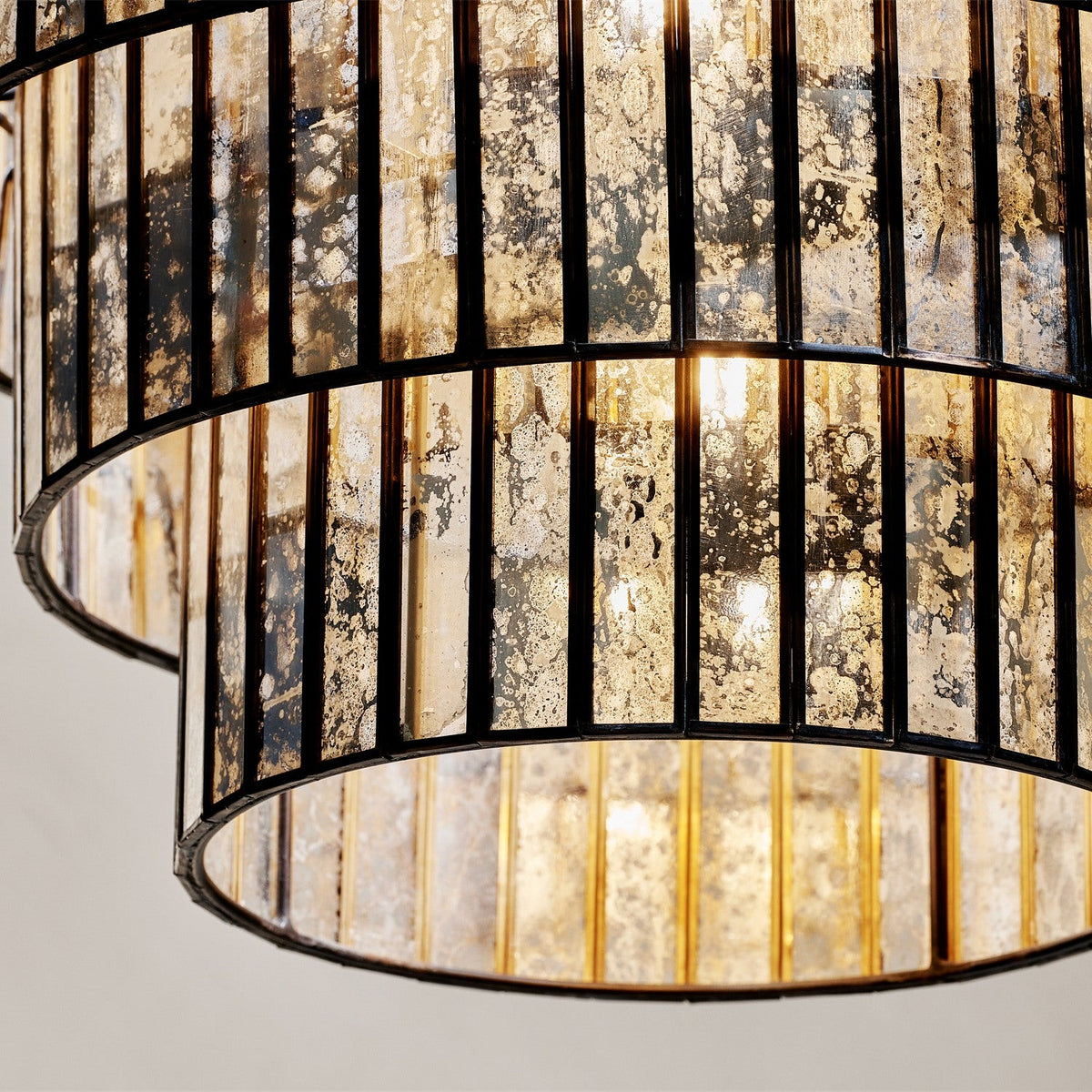 Shanaya Mottled Glass Chandelier - Antique Bronze