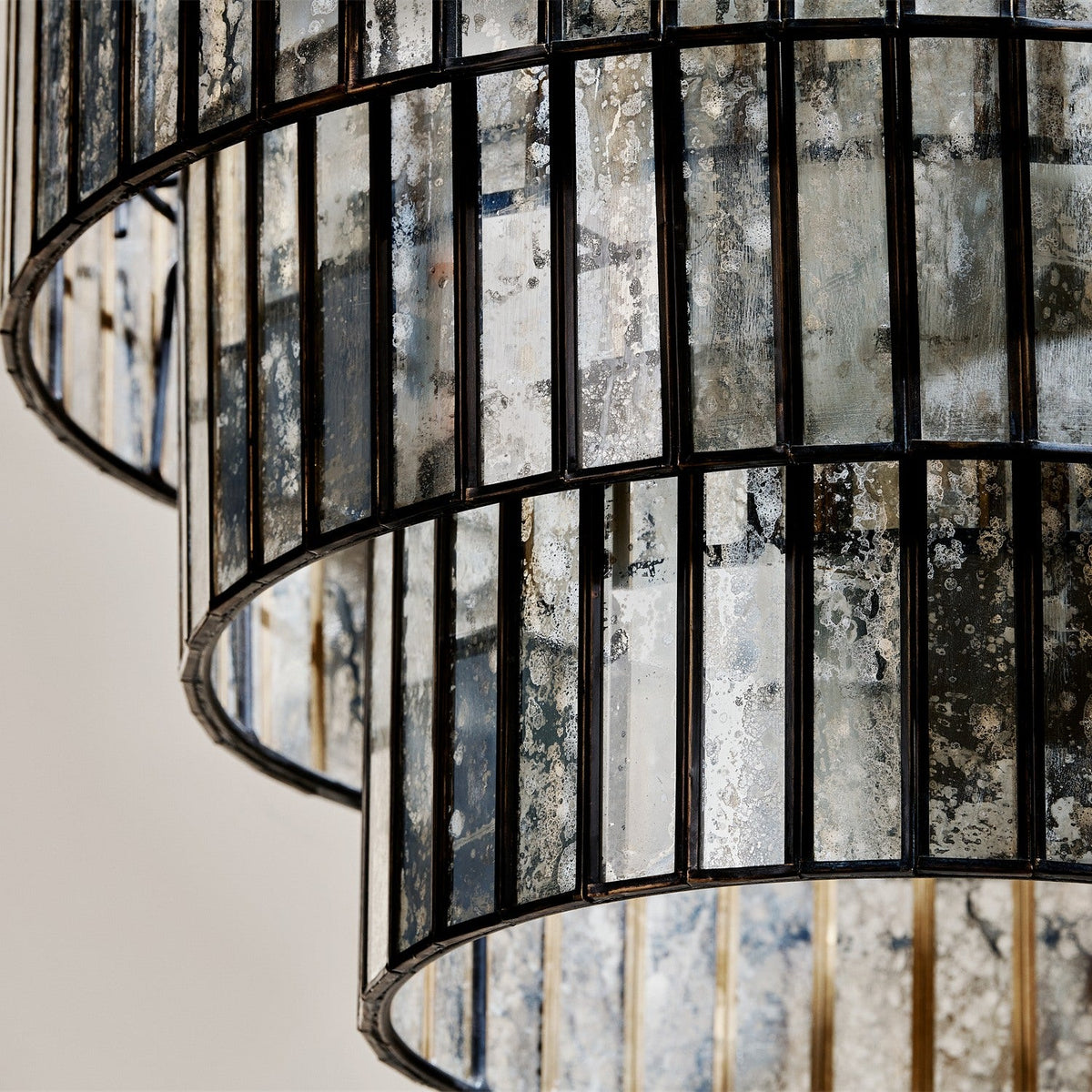 Shanaya Mottled Glass Chandelier - Antique Bronze