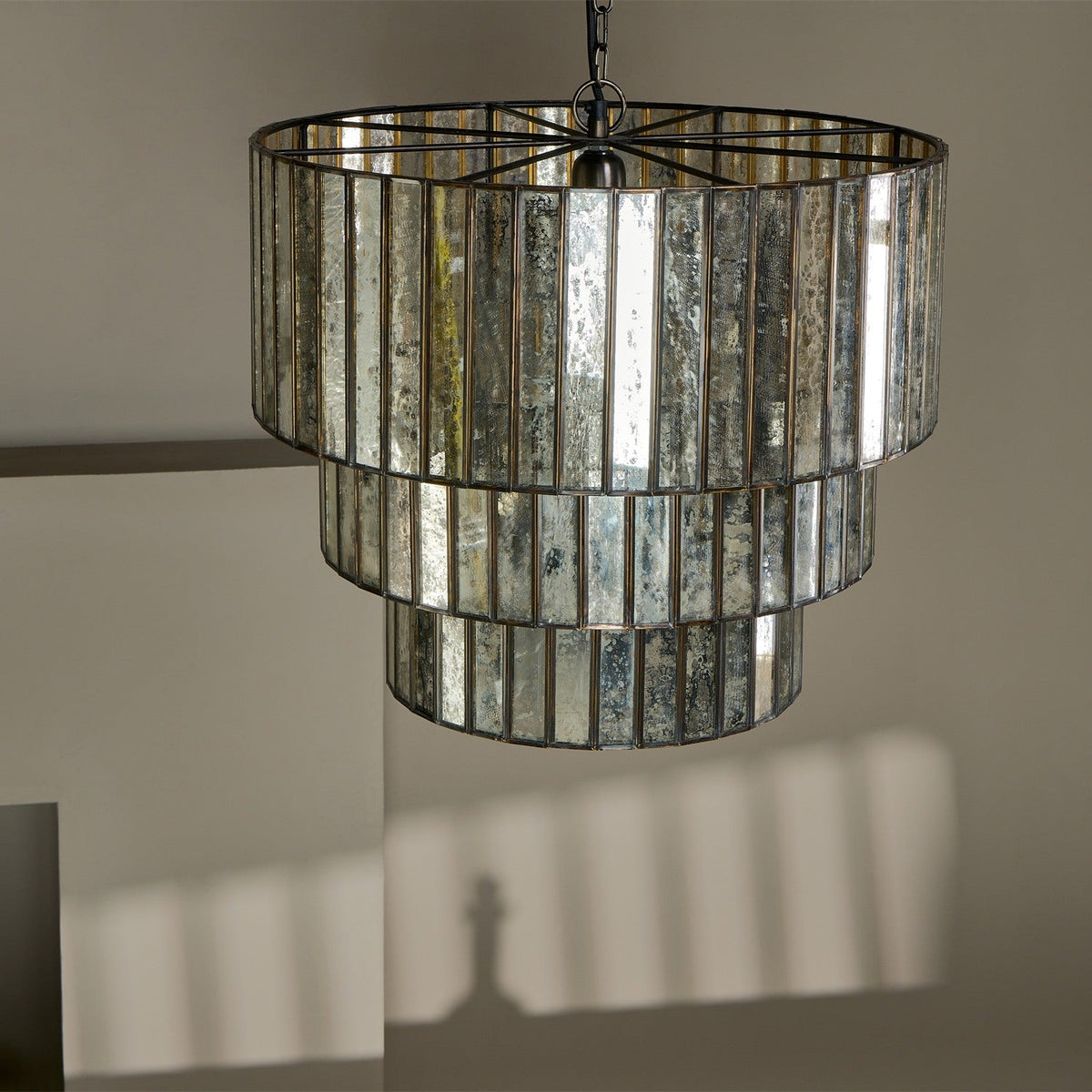 Shanaya Mottled Glass Chandelier - Antique Bronze