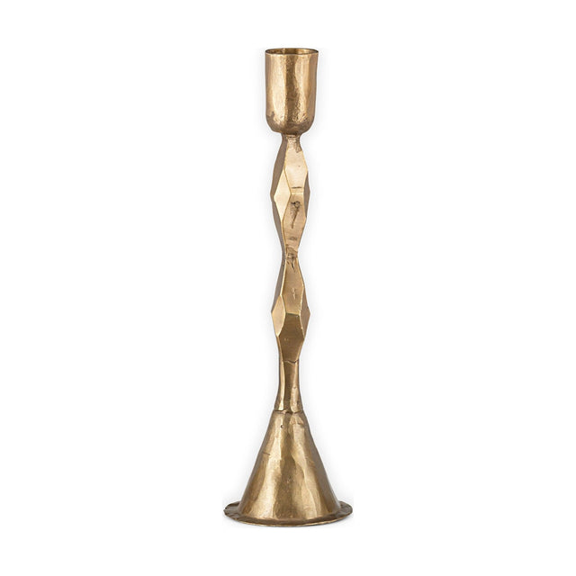 Shani Medium Faceted Candlestick - Antique Brass