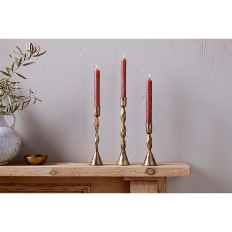 Shani Medium Faceted Candlestick - Antique Brass