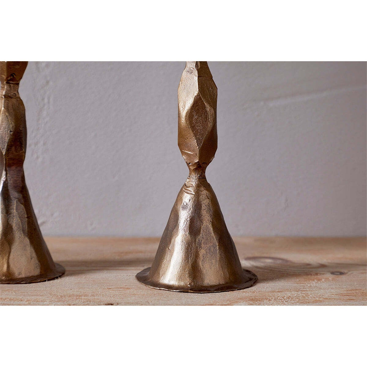 Shani Medium Faceted Candlestick - Antique Brass