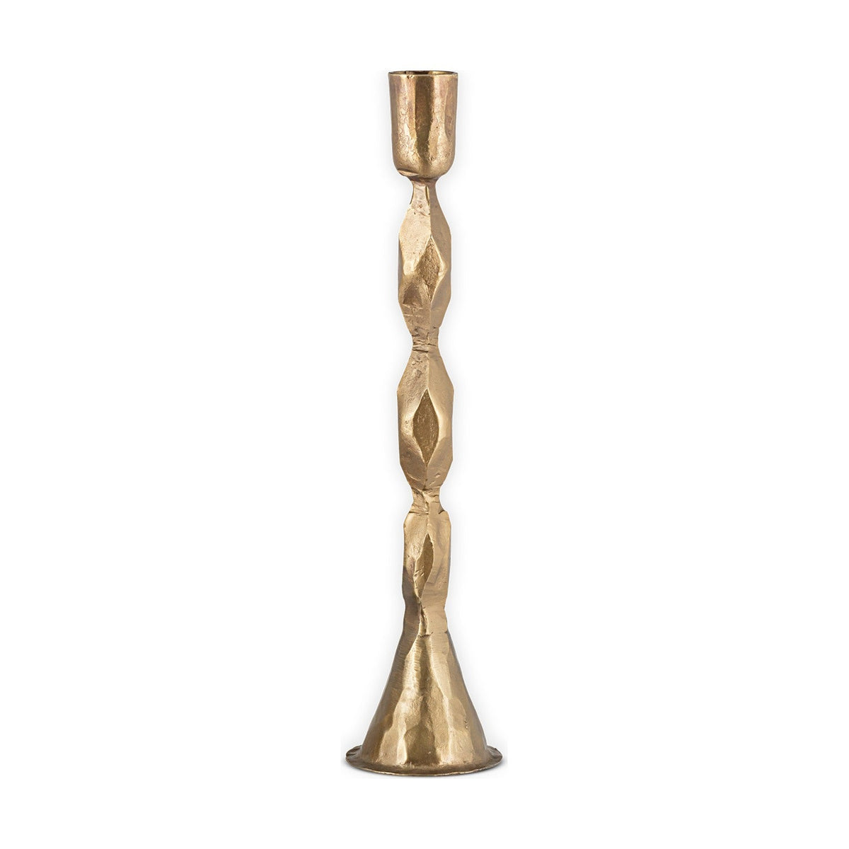 Shani Large Faceted Candlestick - Antique Brass