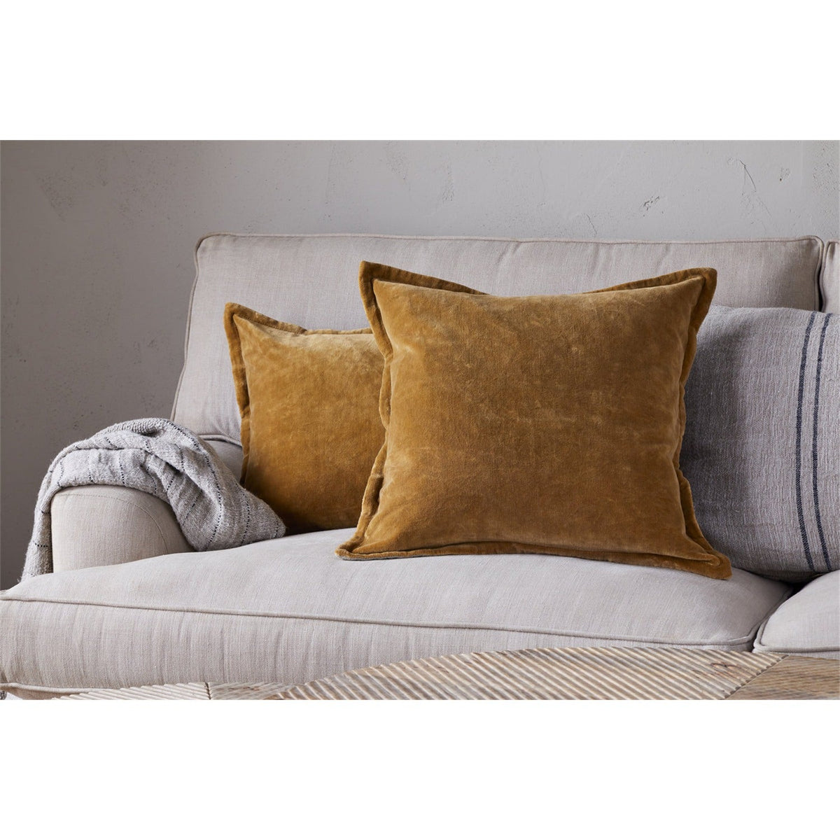 Sela 50 x 50cm Velvet Cushion Cover - Ochre