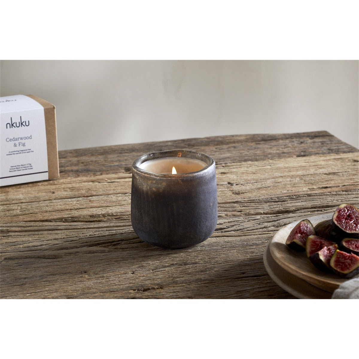 Cedarwood & Fig 1 Wick Scented Candle - Frosted Black