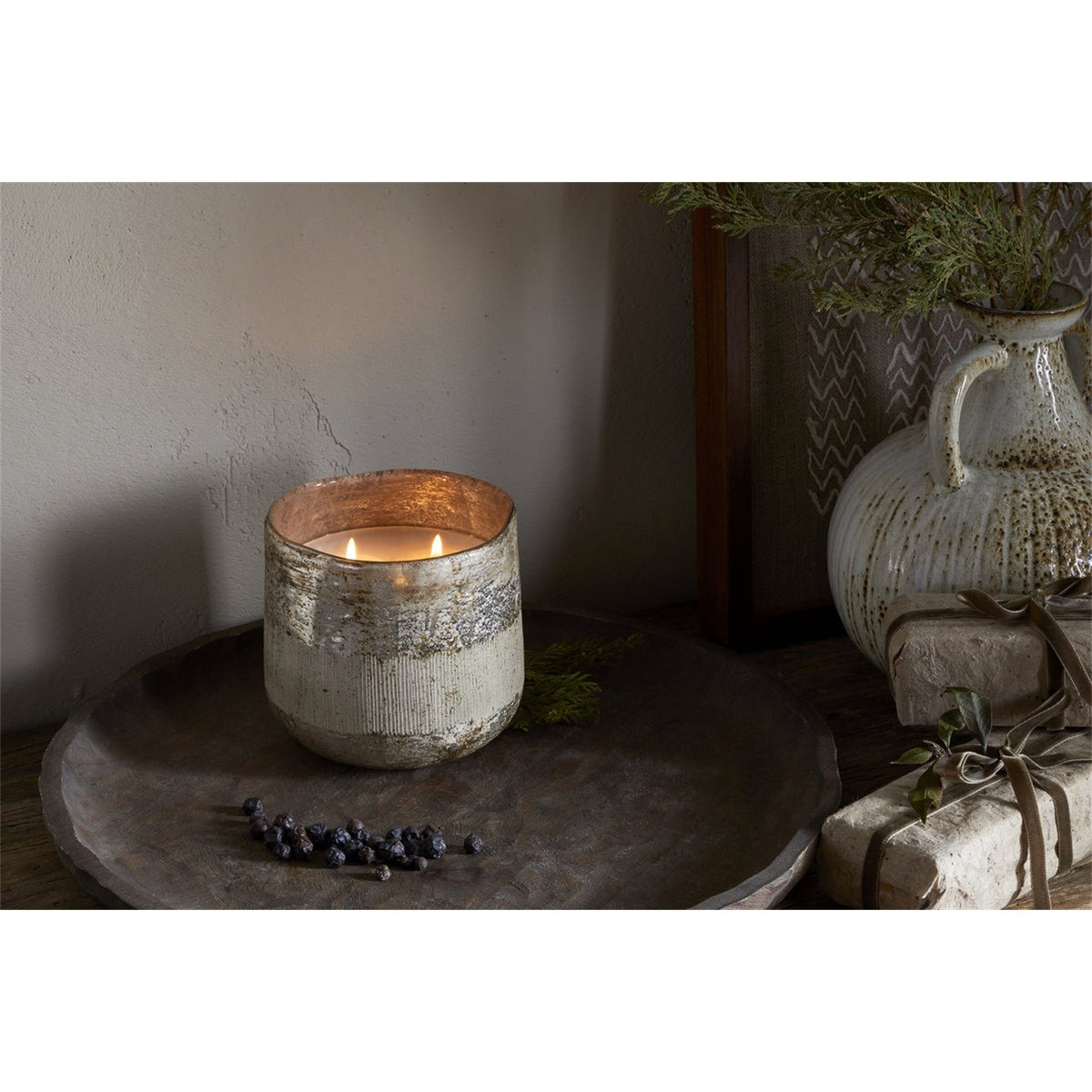 Juniper & Fir 3 Wick Scented Candle - Antique Gold