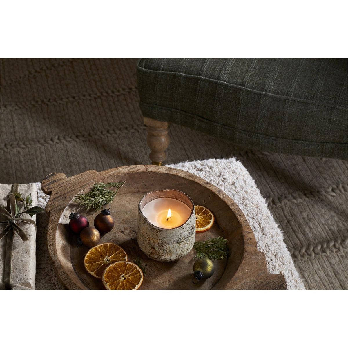 Mandarin & Clove 1 Wick Scented Candle - Antique Gold