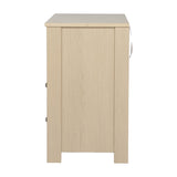 Side view of the Seeker Changing Table in Nordic, showing a wood-effect MDF panel side and tapered leg, on a plain white background.