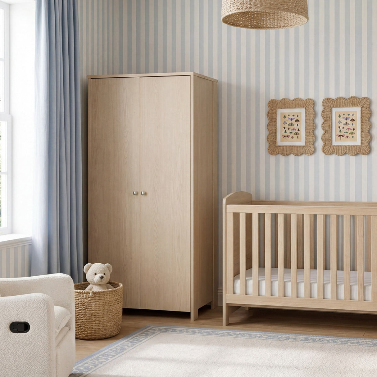 Seeker 2 Door Kids Wardrobe with Double Hanging Rail - Nordic
